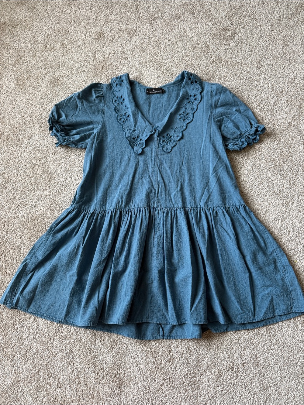 Tuckernuck Pomander Place French Blue Peter Pan Collar Eyelet Mini Dress